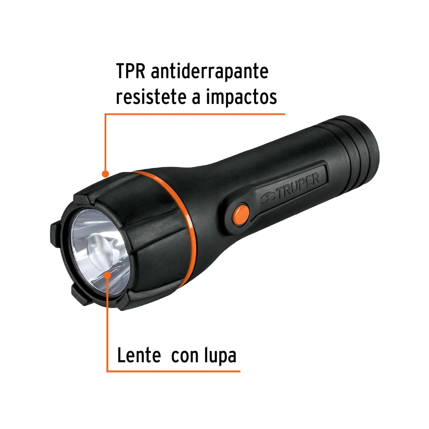 Linterna plastica led luz directa 2 pilas aa 80 lumens 13018 truper Pieza