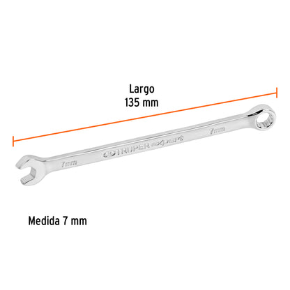 Llave combinada extralarga milimetrica 7 x 137 mm Pieza