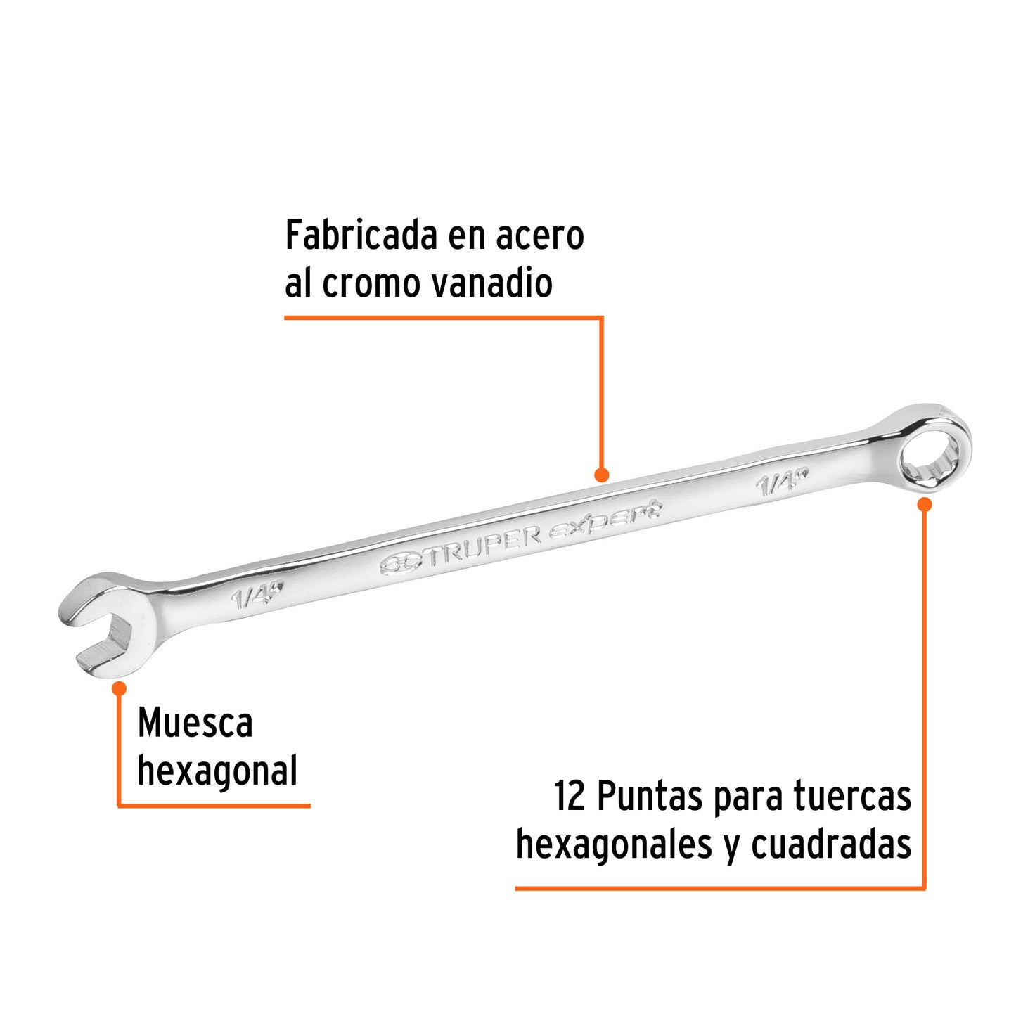 Llave combinada extralarga 1/4p x 130 mm Pieza