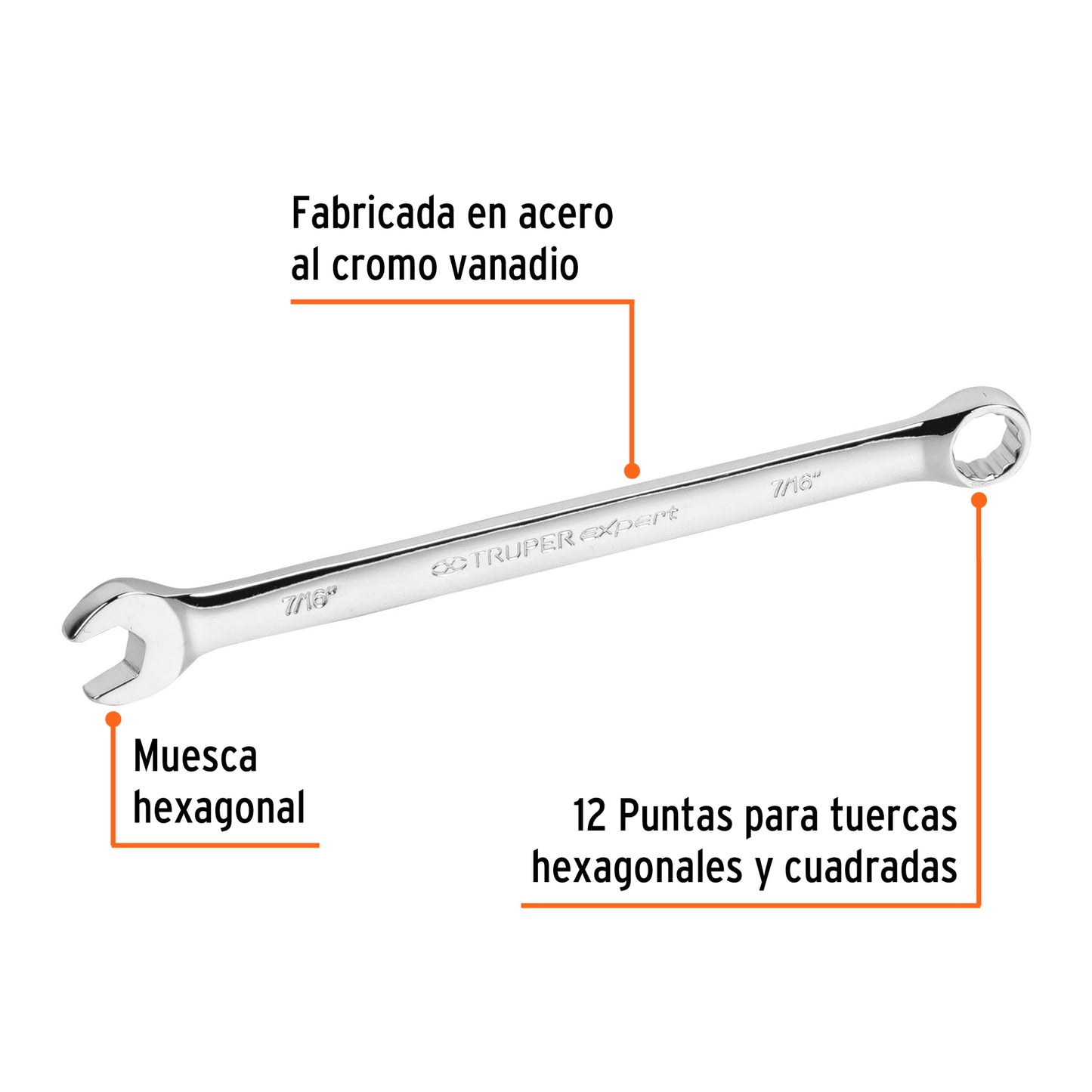 Llave combinada extralarga 7/16p x 184 mm15593 Pieza