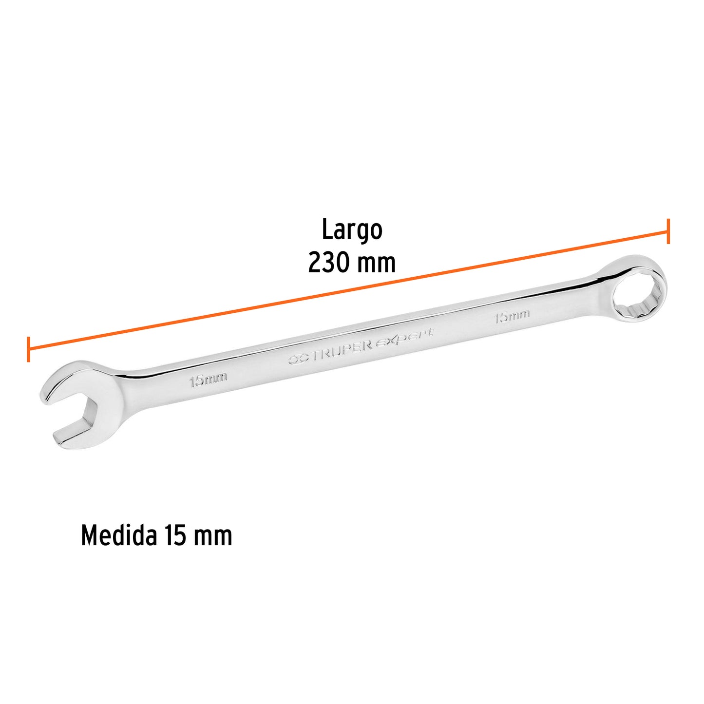 Llave combinada extralarga milimétrica 15 x 230 mm 15619 Truper Pieza