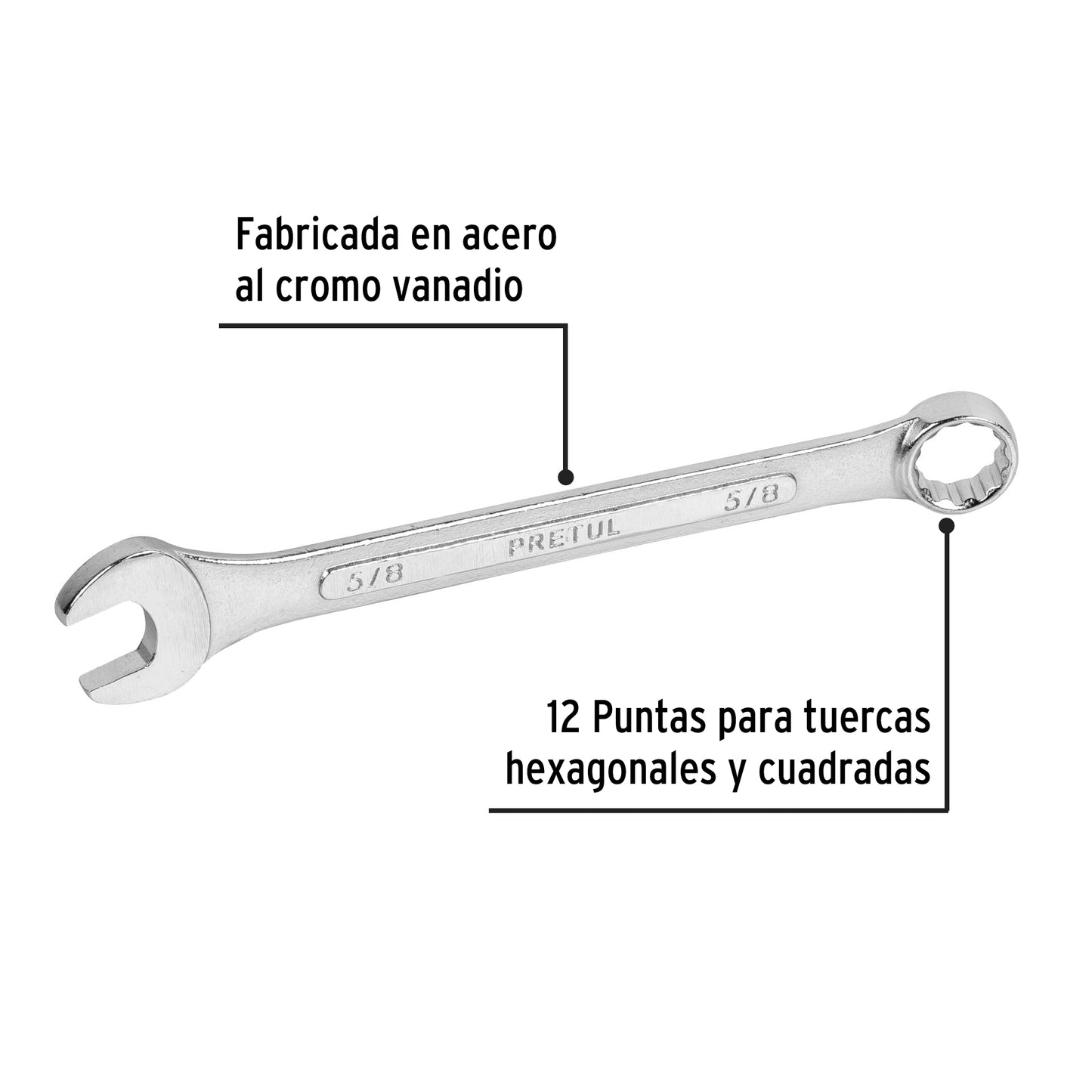 Llave combinada 5/8 x 190 mm 21886 pretul Pieza