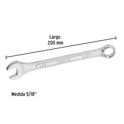 Llave combinada 5/8 x 190 mm 21886 pretul Pieza