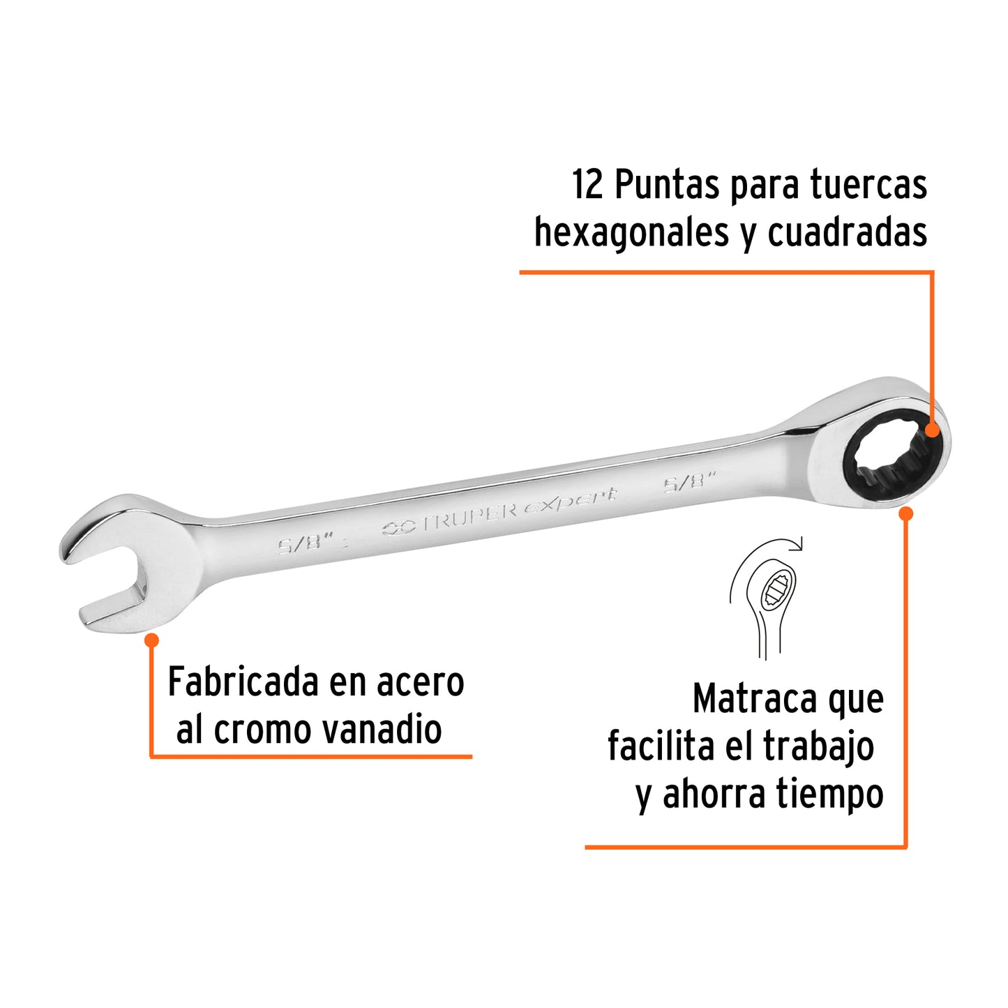 Llave combinada con matraca 5/8 15740 truper Pieza