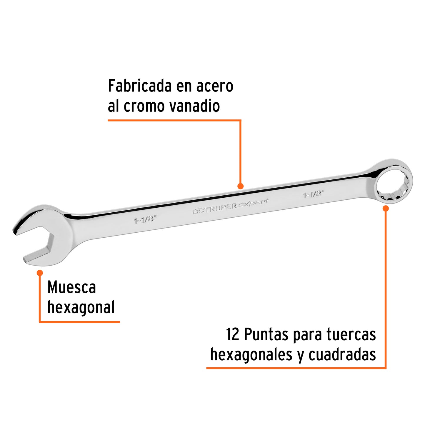 Llave combinada extra larga 1 1/8 x 404 mm 15604 truper Pieza