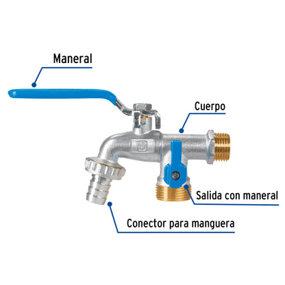 Llave de esfera doble salida 1/2p de laton Foset 48060 Foset