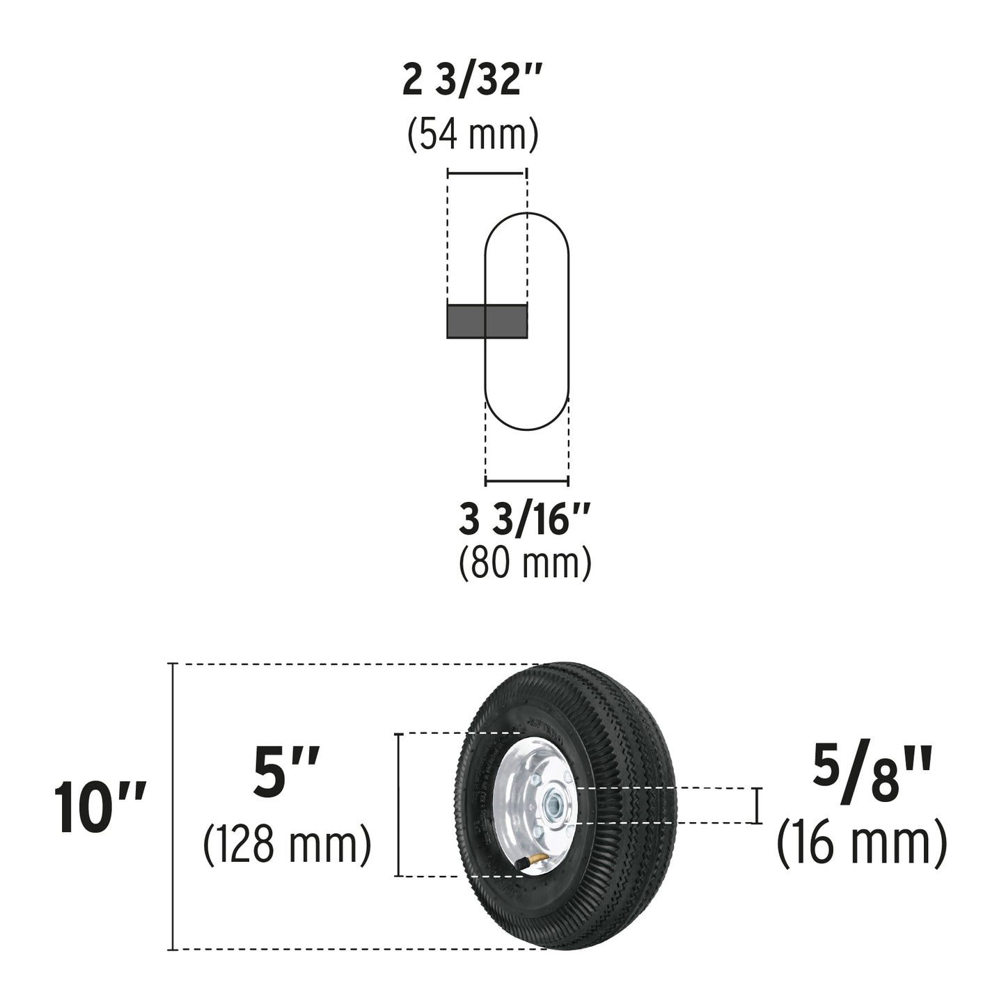 Llanta neumatica con eje lateral 10p fiero Pieza