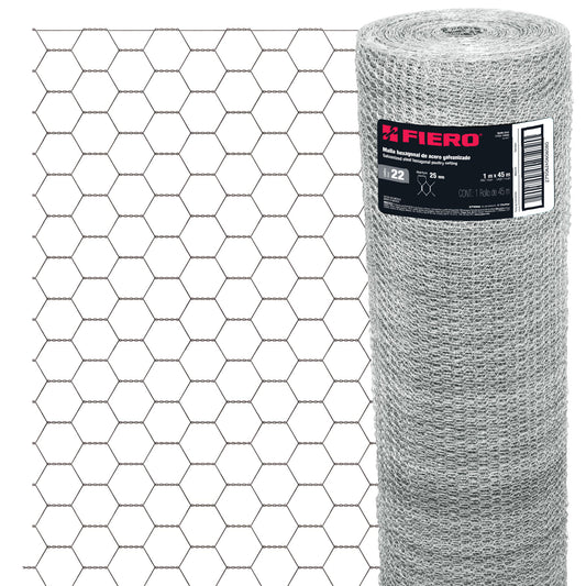 Malla de acero galvanizado hexagonal 25 mm x 1.00 m 44656 Fiero Metro