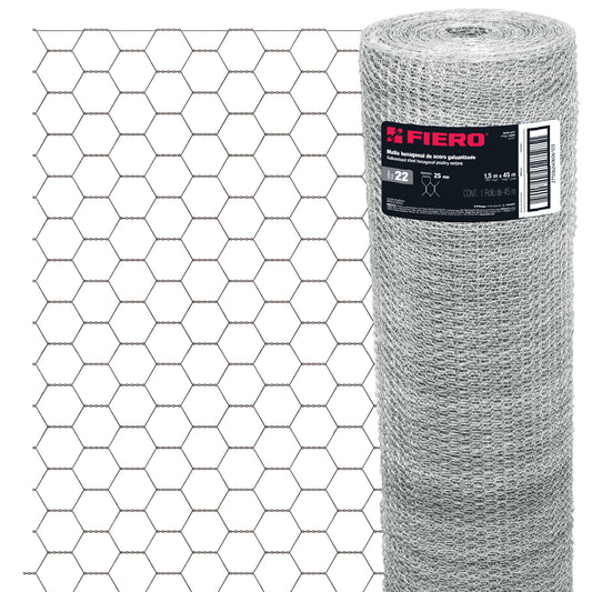 Malla de acero galvanizado hexagonal 25 mm x 1.50 m 44658 Fiero Metro