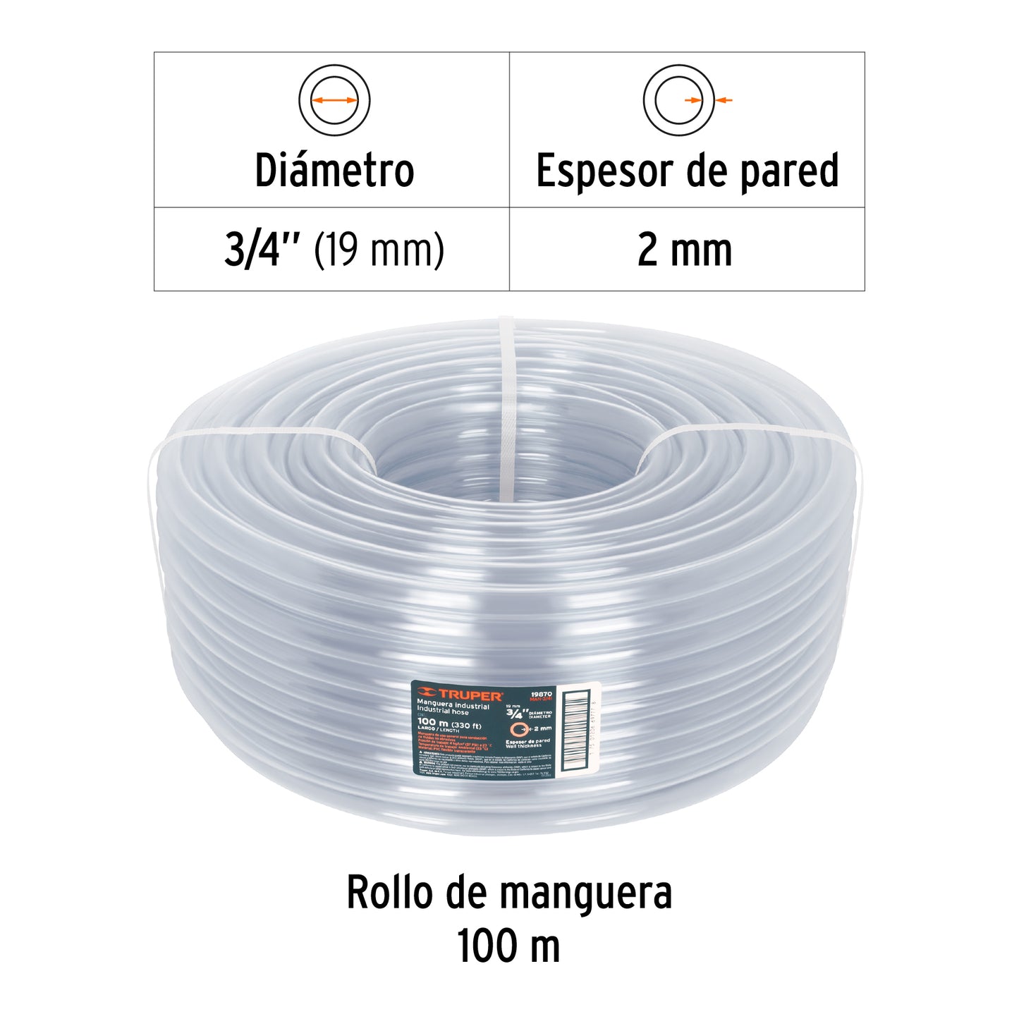 Manguera industrial 3/4 19870 Truper Metro