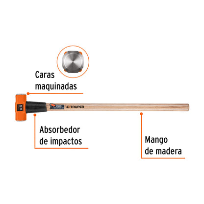 Marro octagonal 6 lbs. mango madera 36p truper Pieza