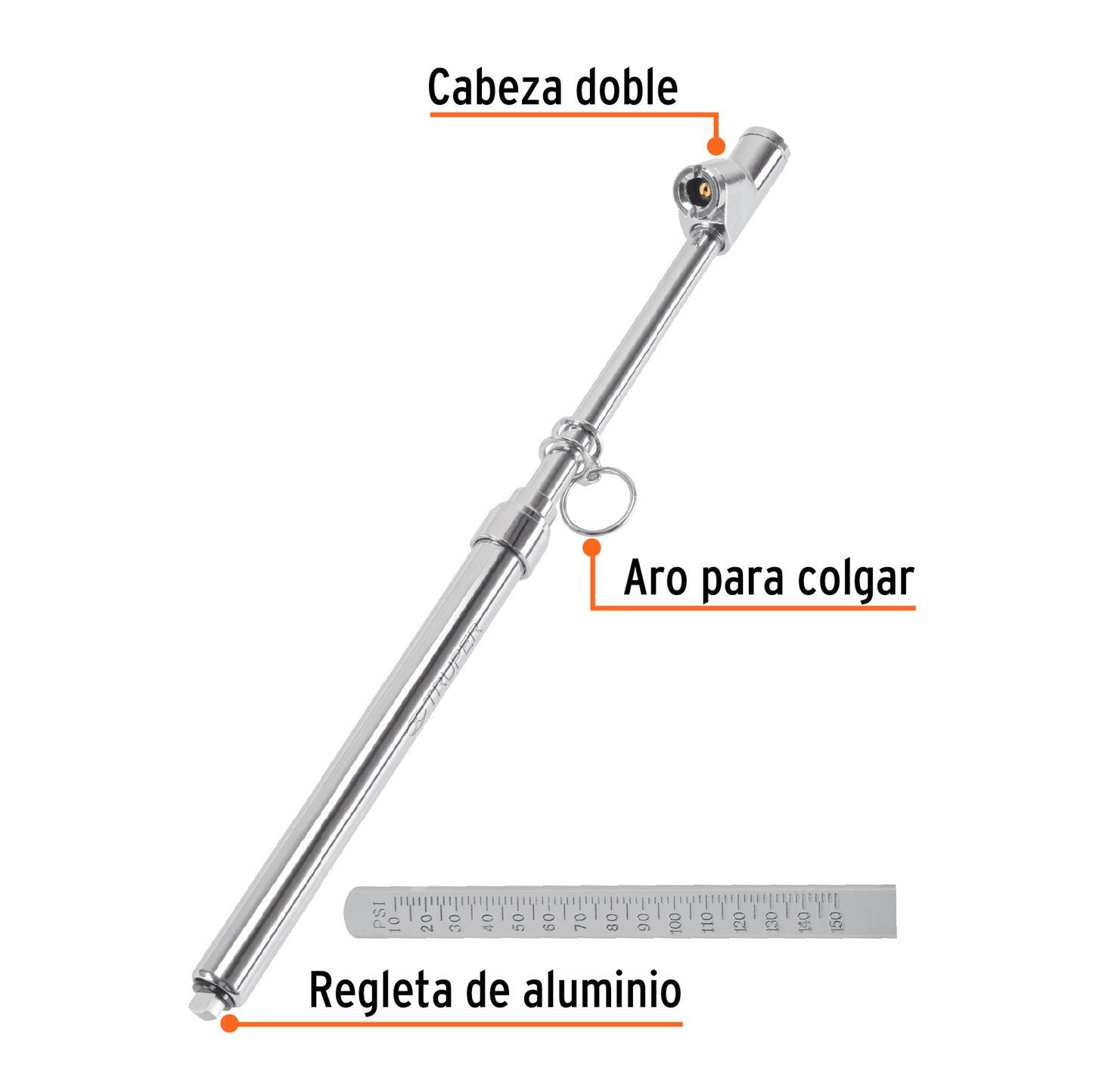 Medidor de aire 150 lbs cabeza doble 18243 truper Pieza