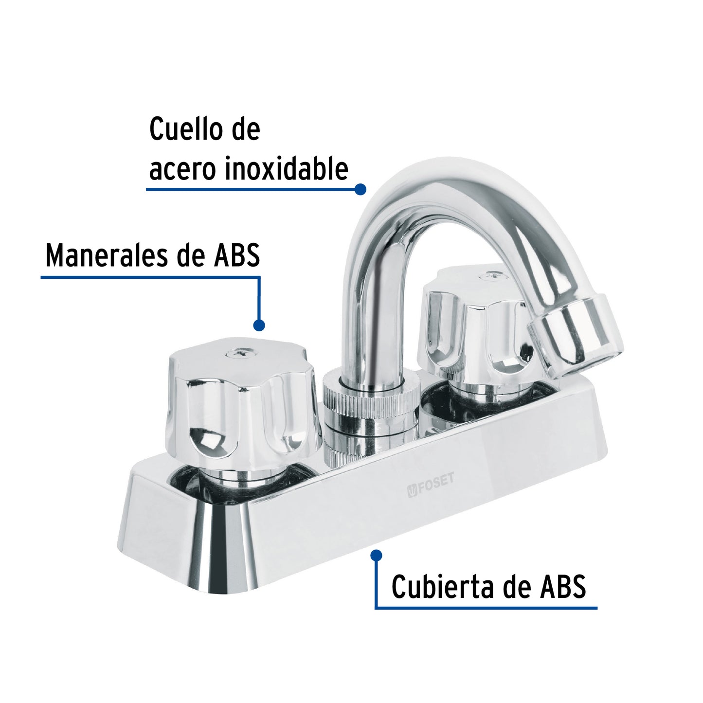 Mezcladora plastico lavabo cuello curvo manerales std 49282 foset Pieza