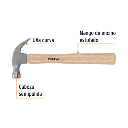 Martillo uña curva 16 oz 22290 pretul Pieza