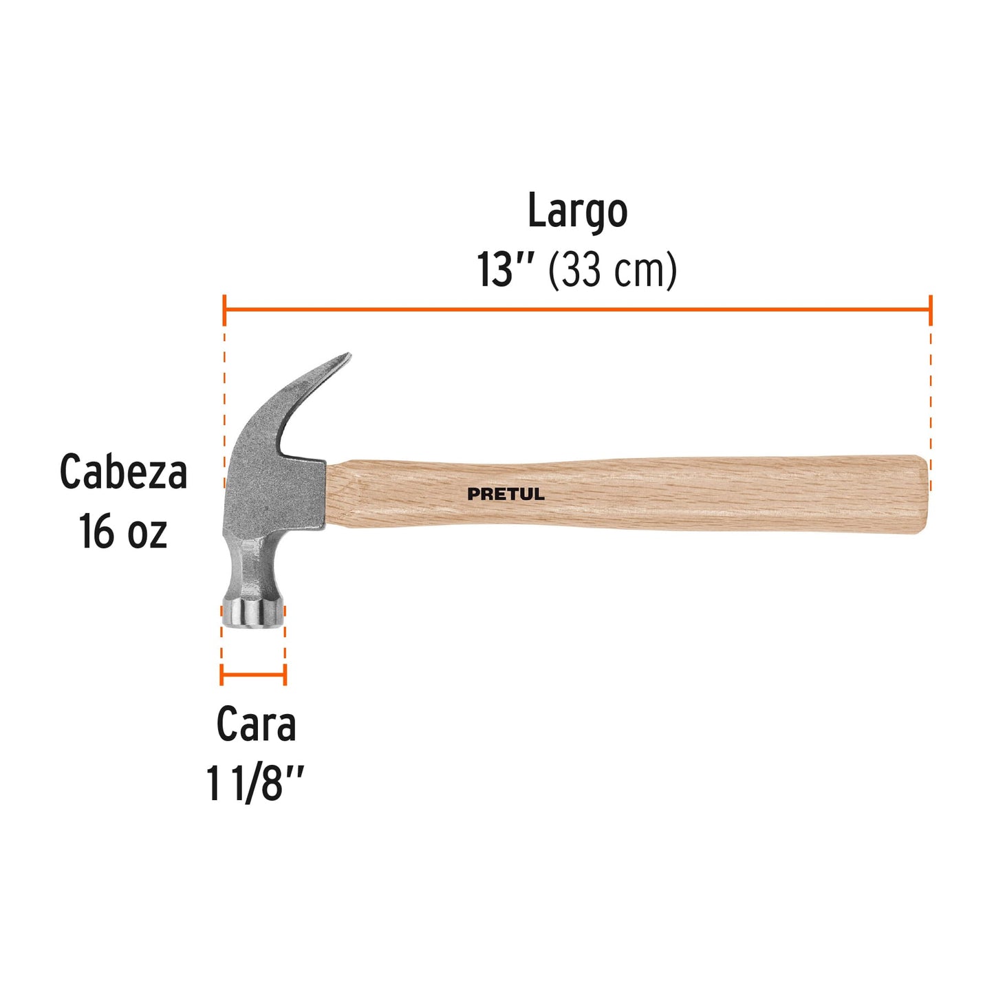 Martillo uña curva 16 oz 22290 pretul Pieza