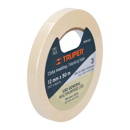 Cinta masking tape 1/2 x 50 m 12589 Truper Pieza