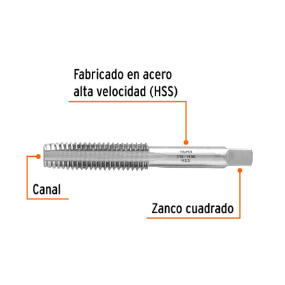 Machuelo semicónico 7/16p x 14 cuerda gruesa 11411 Truper Pieza