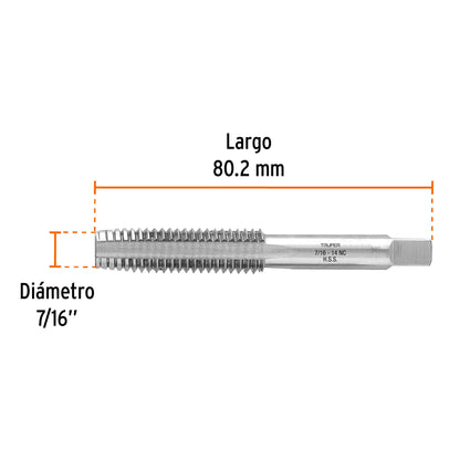 Machuelo semicónico 7/16p x 14 cuerda gruesa 11411 Truper Pieza
