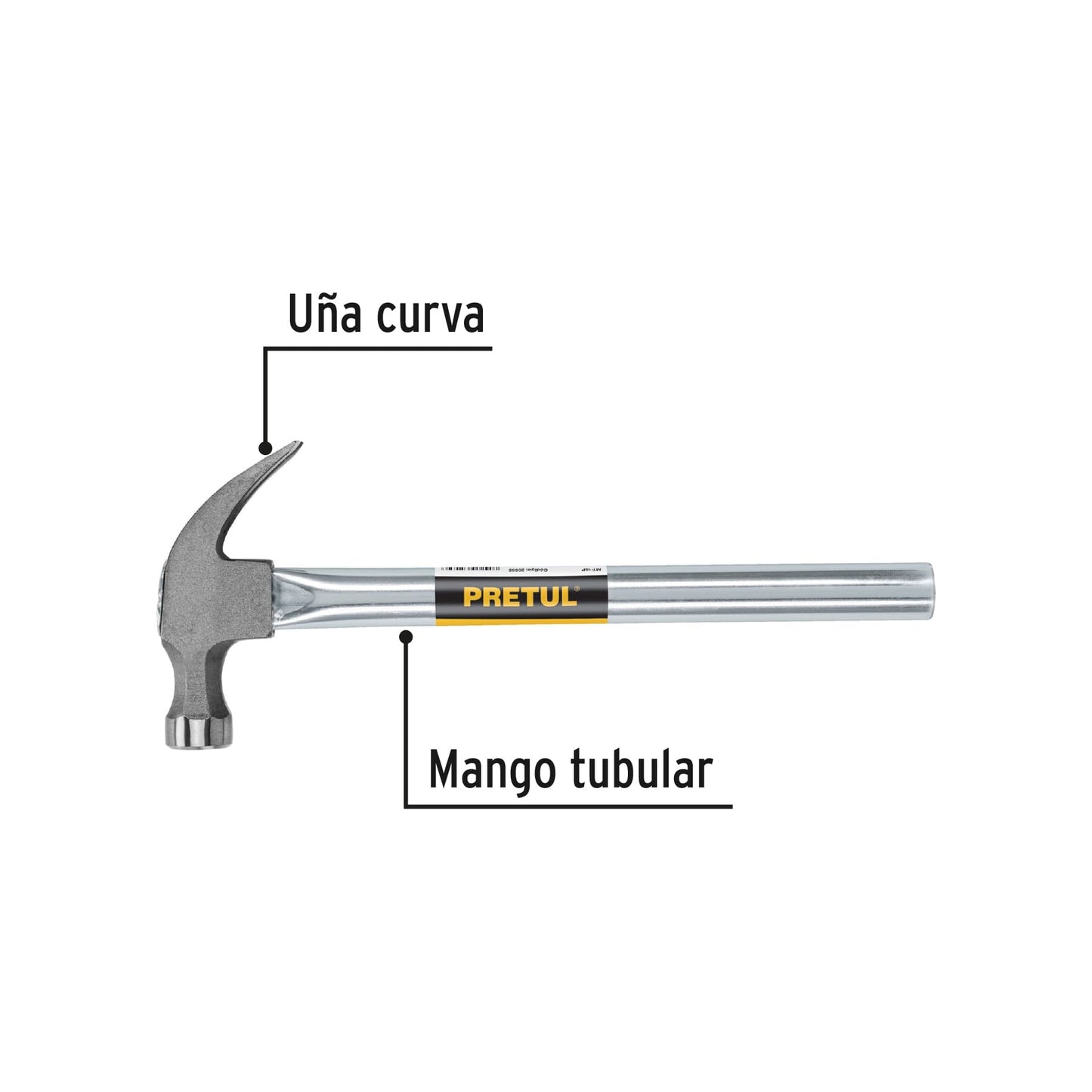 Martillo uña recta 16 oz mango tubular pretul pretul Pieza