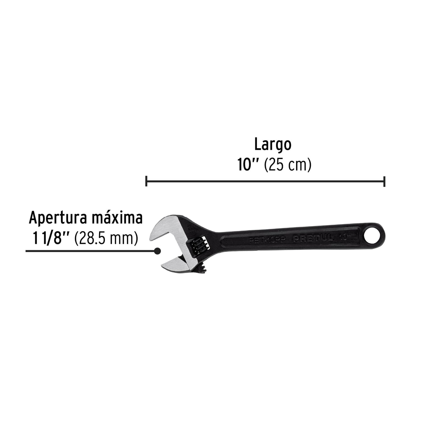 Llave perico pavonada 10p 21824 pretul Pieza