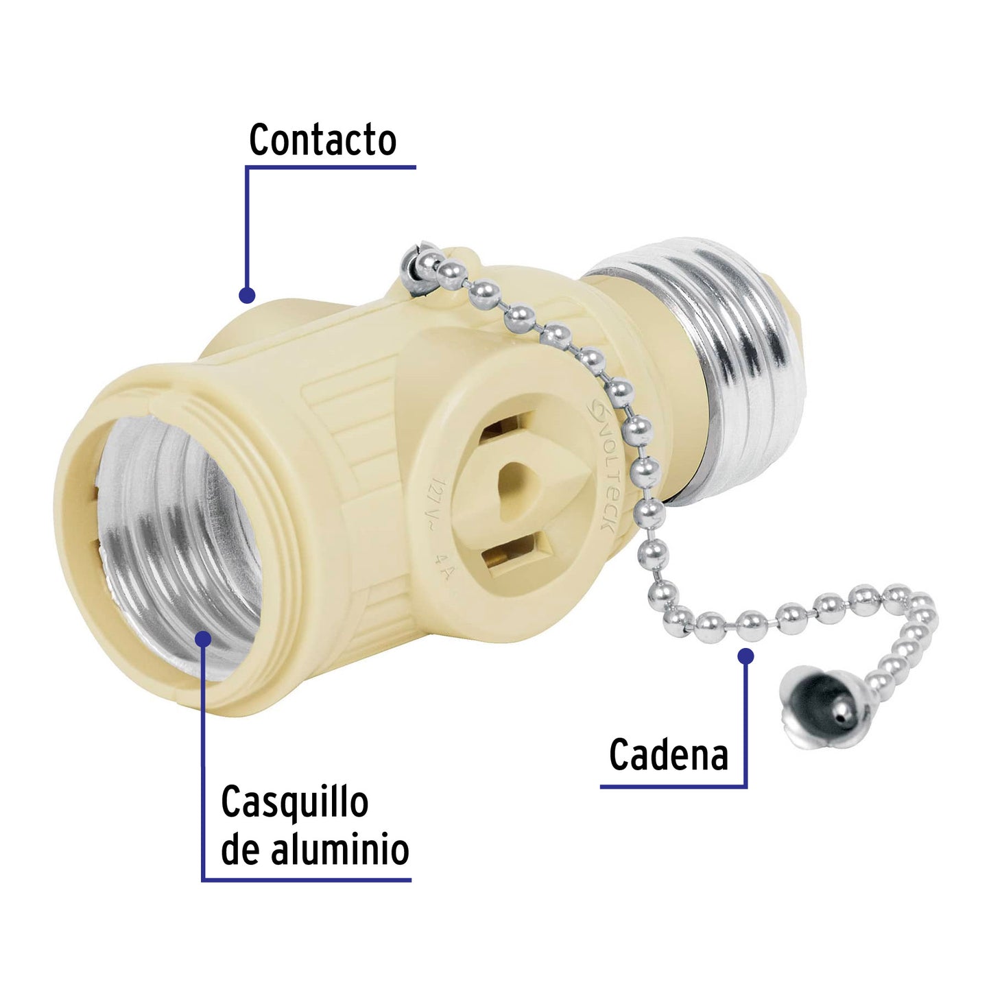 Portalampara de paquelita con interruptor de cadena 46515 Pieza