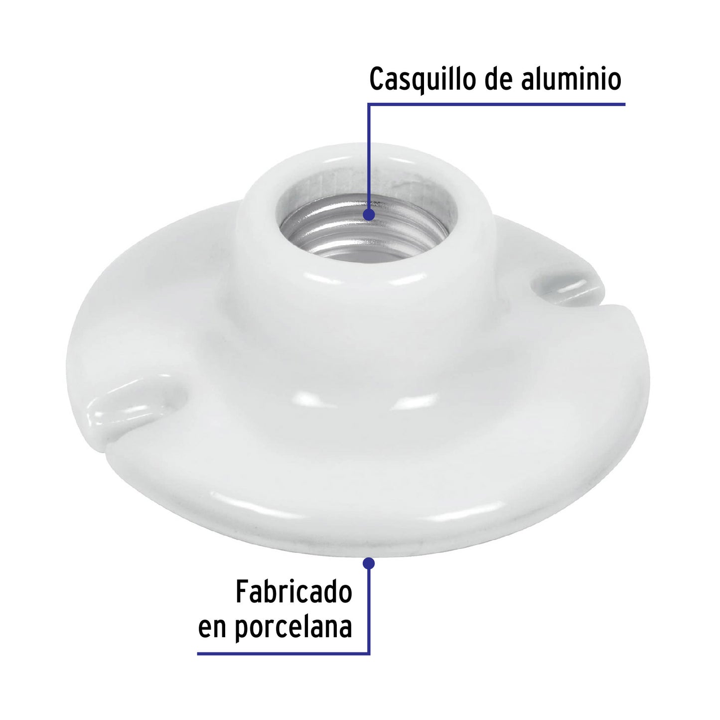 Portalampara de porcelana 3 1/2 circular Volteck 46523 Volteck Pieza