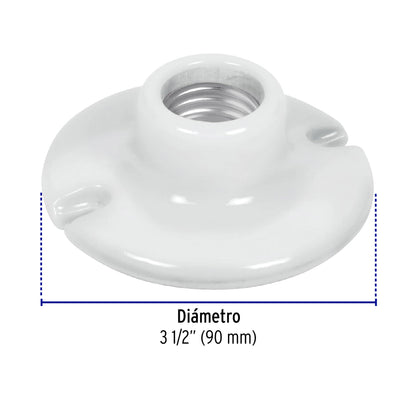 Portalampara de porcelana 3 1/2 circular Volteck 46523 Volteck Pieza