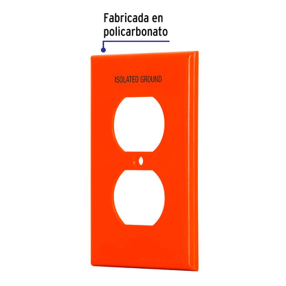 Placa contacto duplex naranja tierra aislada 46409volteck Pieza