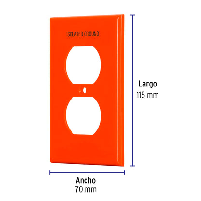 Placa contacto duplex naranja tierra aislada 46409volteck Pieza