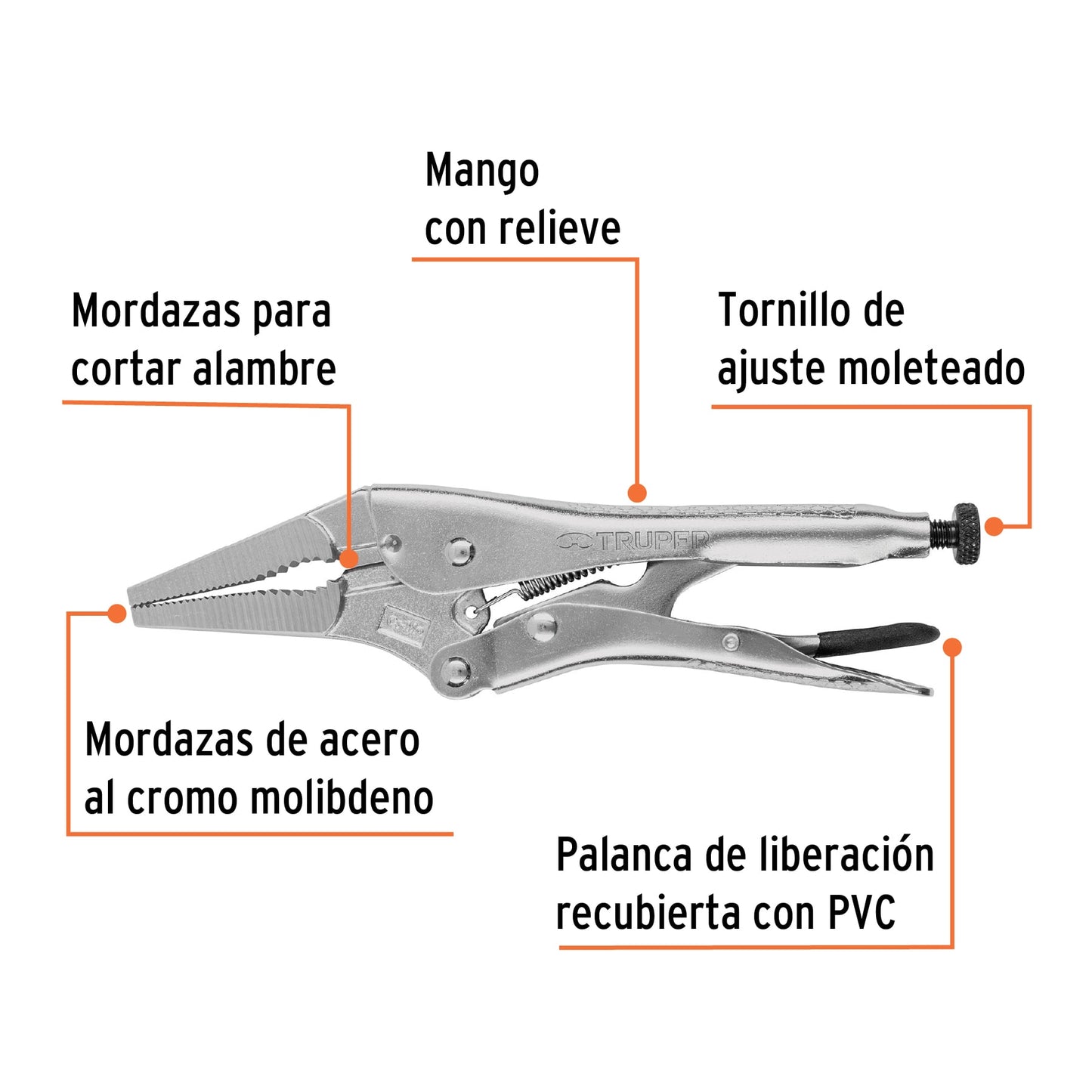 Pinza de presión 9p punta larga 17433 Truper Pieza