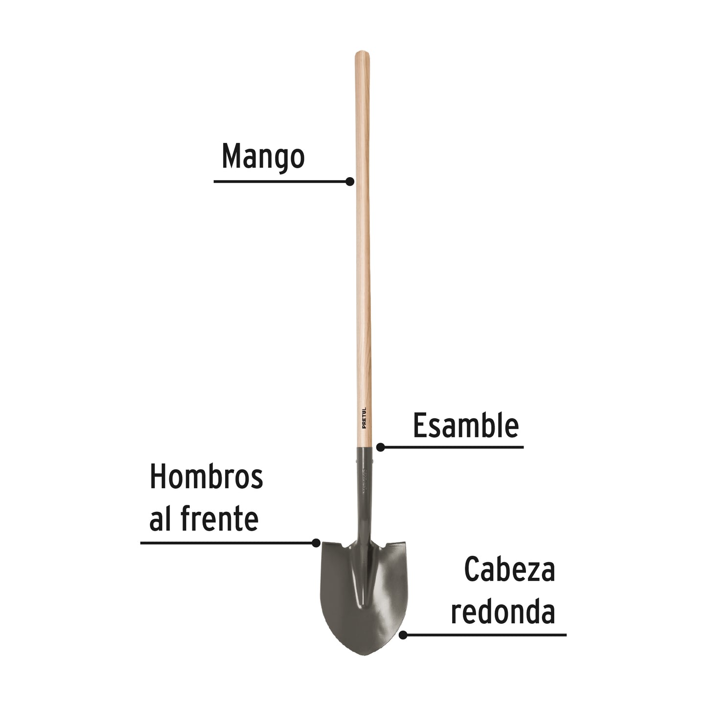 Pala de punta mango largo 22507 pretul Pieza