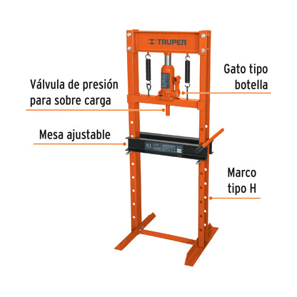 Prensa hidraulica 12 toneladas con gato de botella 13737 Truper Pieza