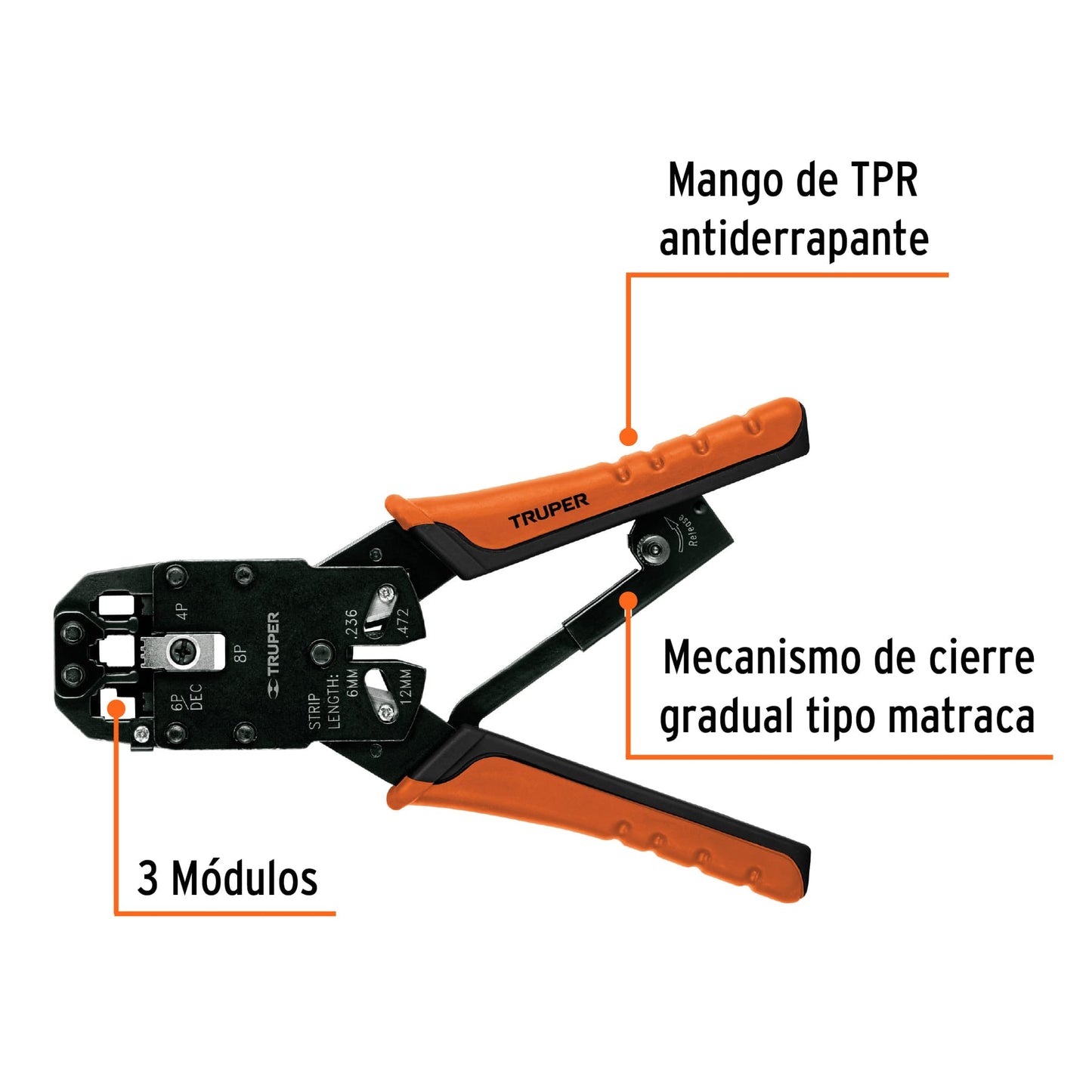 Pinza ponchadora 3 módulos 102681 Truper Pieza