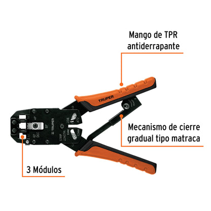 Pinza ponchadora 3 módulos 102681 Truper Pieza