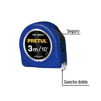 Flexometro azul 3 m cinta 1/2p pretul tarjeta plastica 21609 pretul Pieza