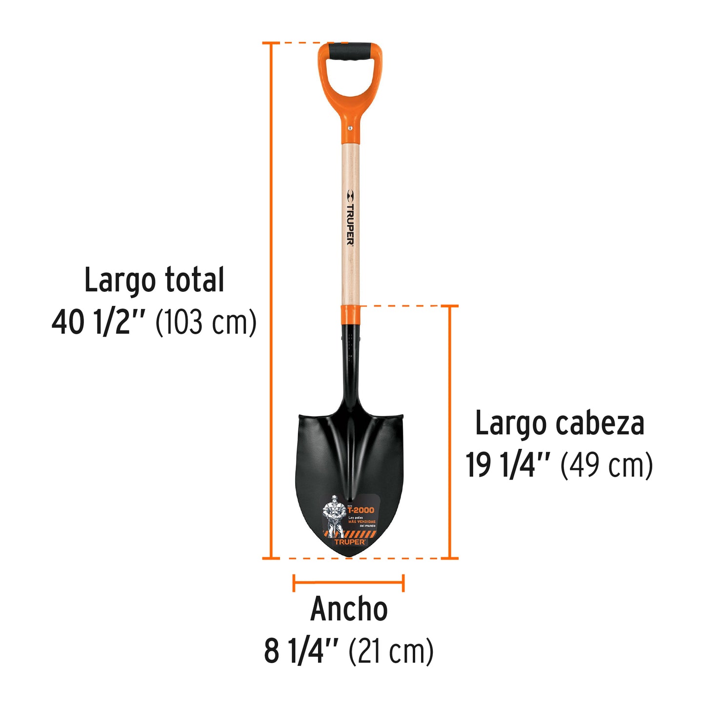 Pala de punta t-2000 puño Y mango 291/2p 17160 truper Pieza