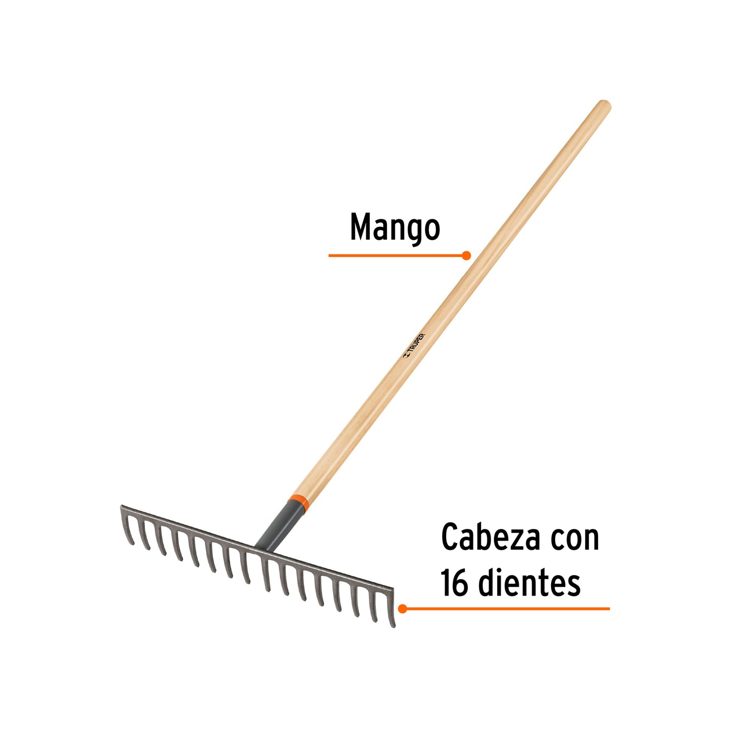 Rastrillo recto 16 dientes mango 60p17880 Pieza