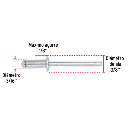 Remaches con espiga 4.8x8.00mm bolsa con 50 piezas fiero 44528 Pieza