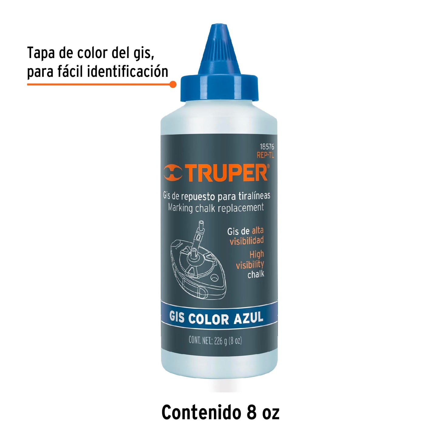 Gis azul de repuesto para tiralíneas alta visibilidad 18576 Truper Pieza