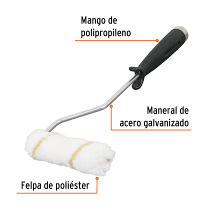 Mini rodillo para pintar felpa 4 x 3/8p de nylon 13905 Truper Pieza