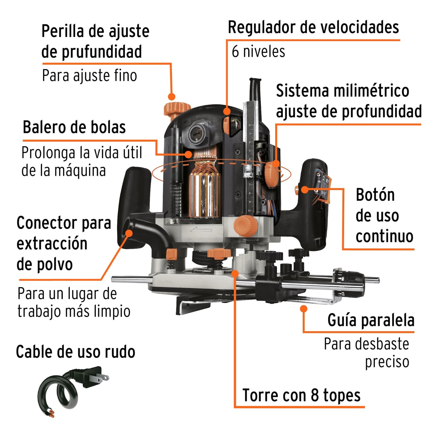 Router 1200 W Industrial 1-3/4 HP 16610 Expert Pieza