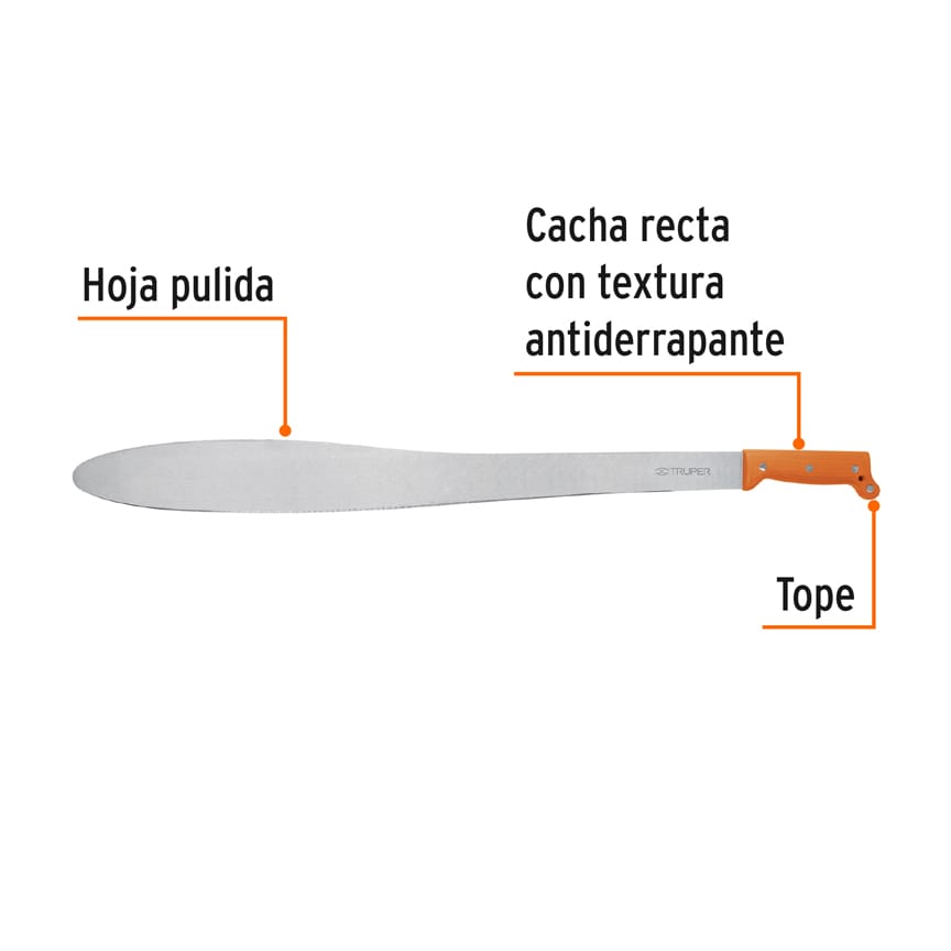 Machete Caguayano 27 cacha naranja remachada 15880 Truper Pieza