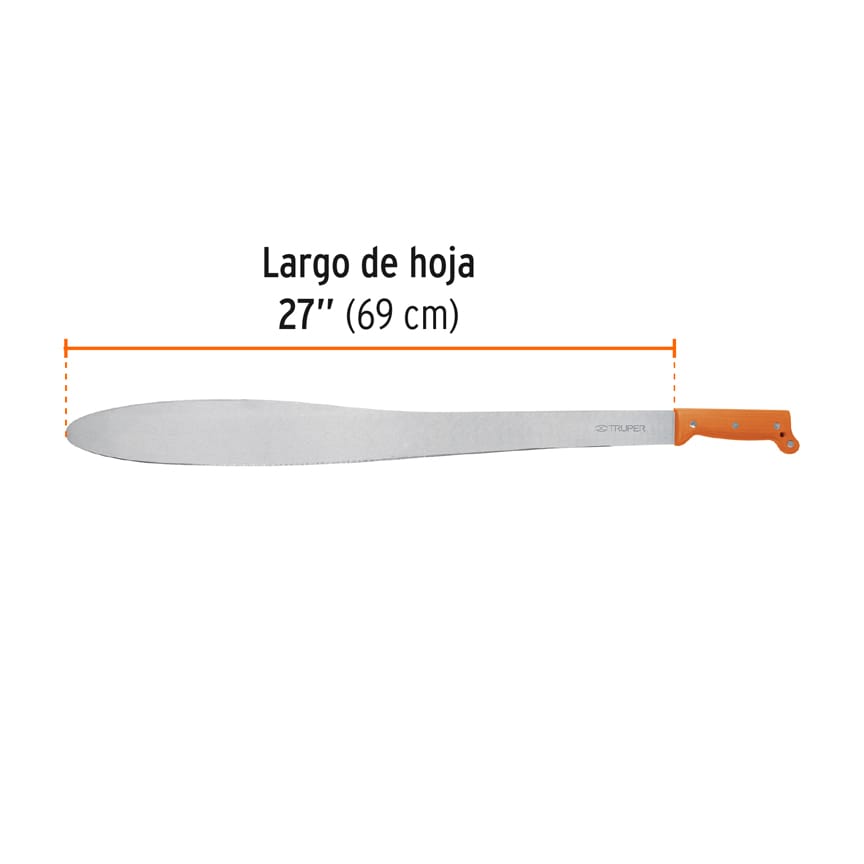 Machete Caguayano 27 cacha naranja remachada 15880 Truper Pieza