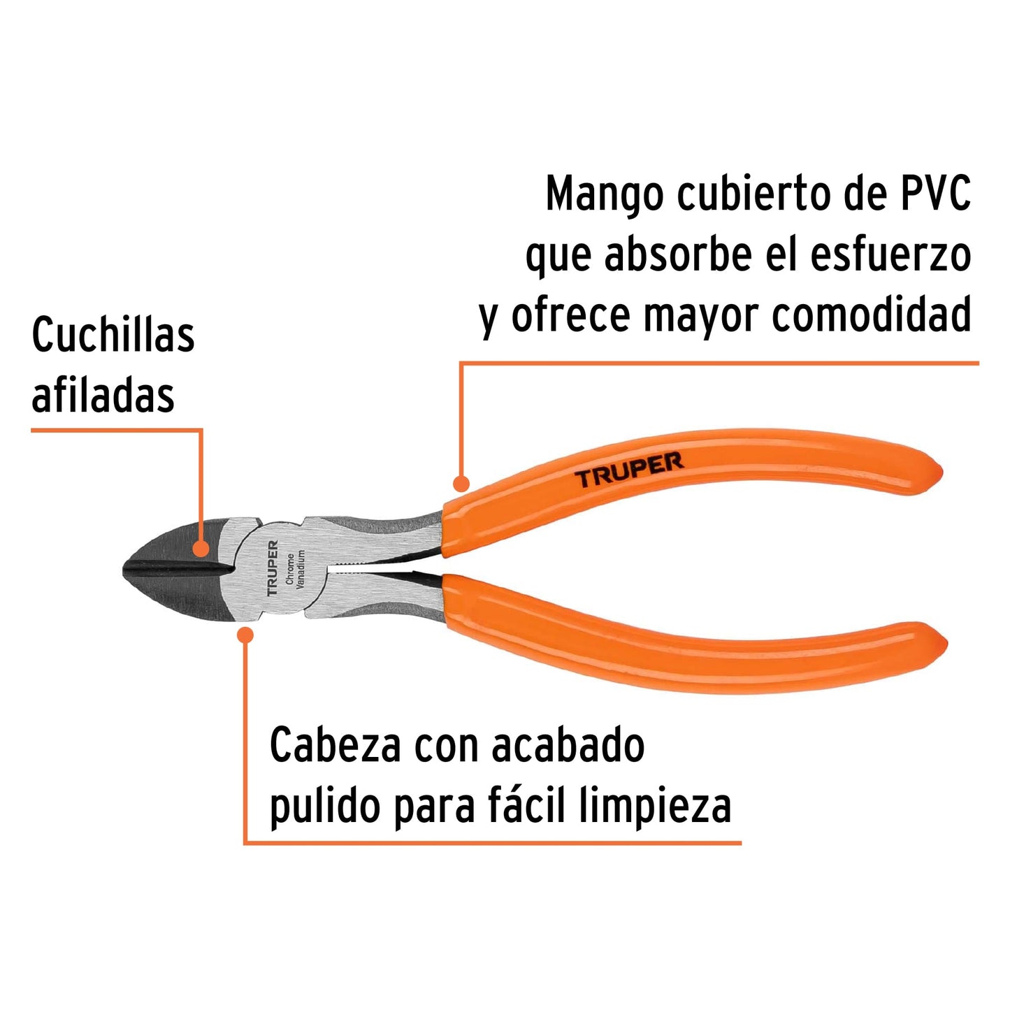 Pinza corte diagonal 6p mango de vinil truper 17312 Pieza