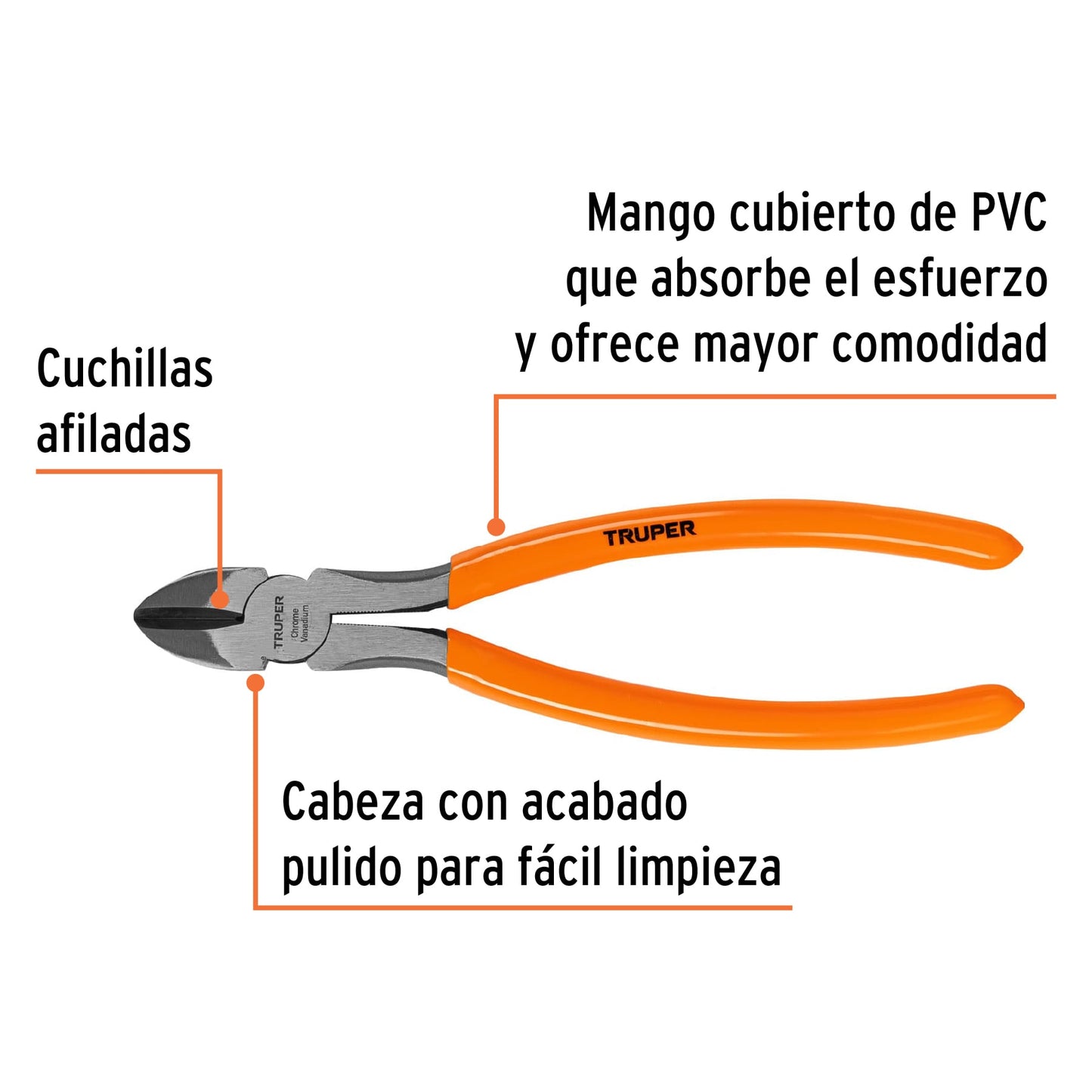 Pinza corte diagonal 8p mango de vinil 12353 truper Pieza