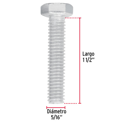 Tornillo galvanizado hexagonal 5/16 x 1 1/2 44568 fiero Pieza