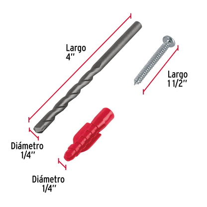 Kit de 20 taquetes 1/4p con pijas num8 40159 Fiero Pieza